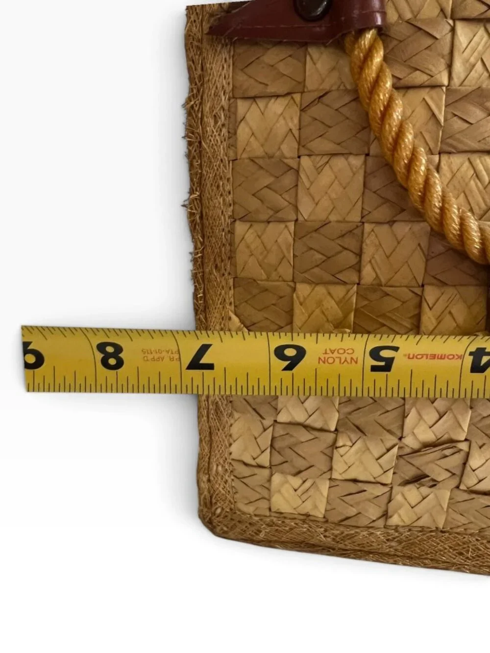 Vintage Woven Raffia Straw Floral Picnic Bag